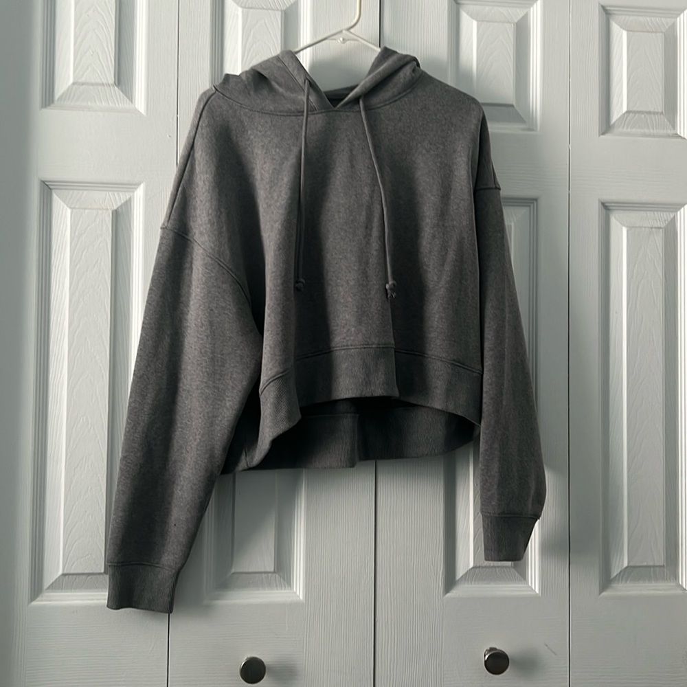 Gray Cropped Hoodie